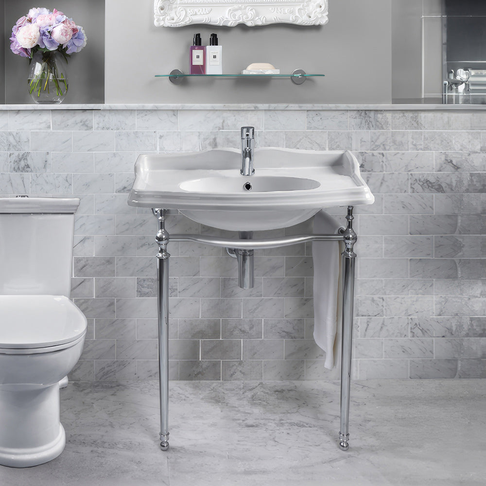 35" Large Rectangular Wall Mount Console Sink with Front Towel Bar