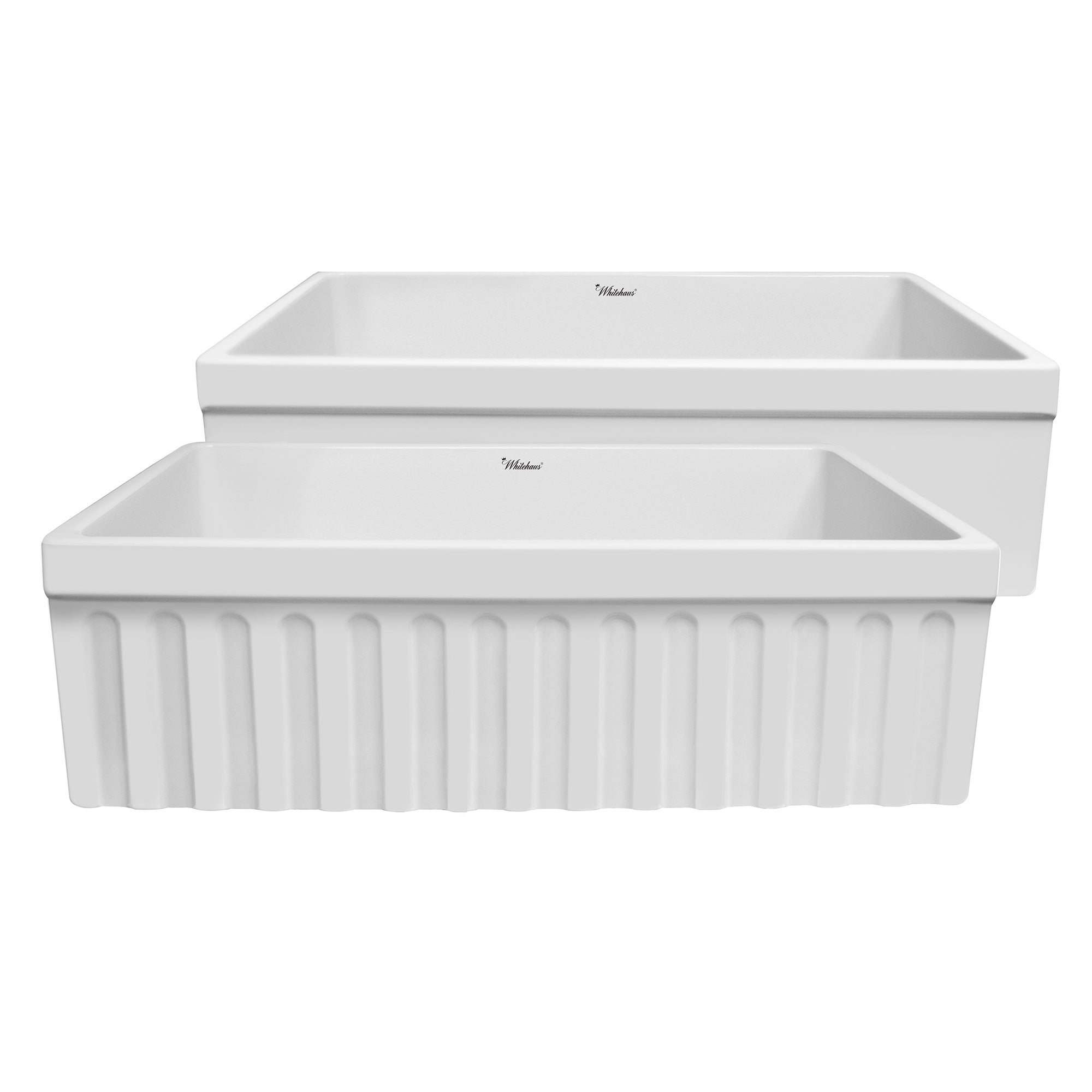 Quatro Alcove 30" Farmhaus Fireclay reversible Sink with a Fluted Front Apron