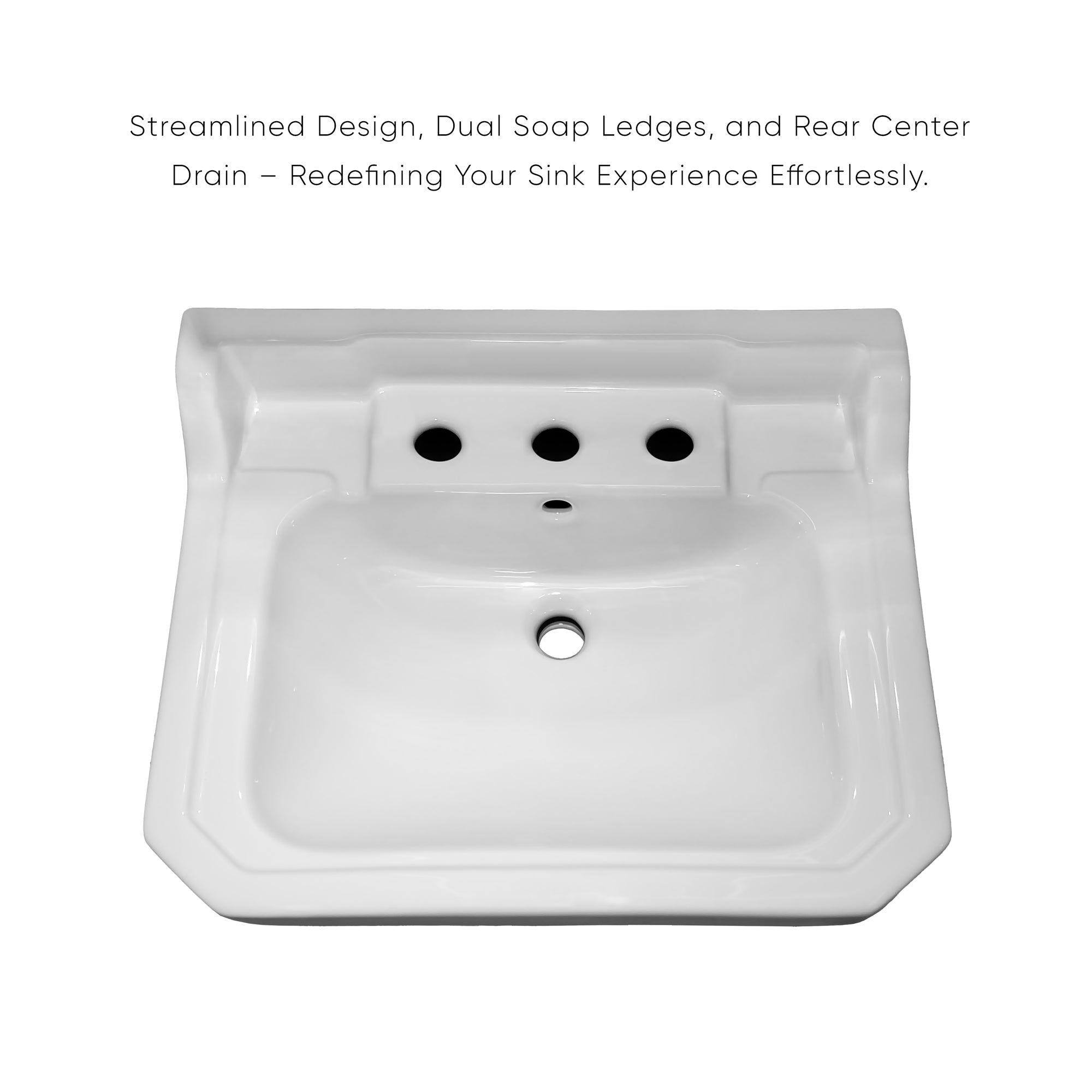 24" console sink with integrated rectangular bowl, Solid Brass leg supports and side towel bar