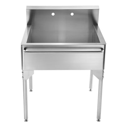 30" Pearlhaus Stainless steel single bowl freestanding utility sink with towel bar