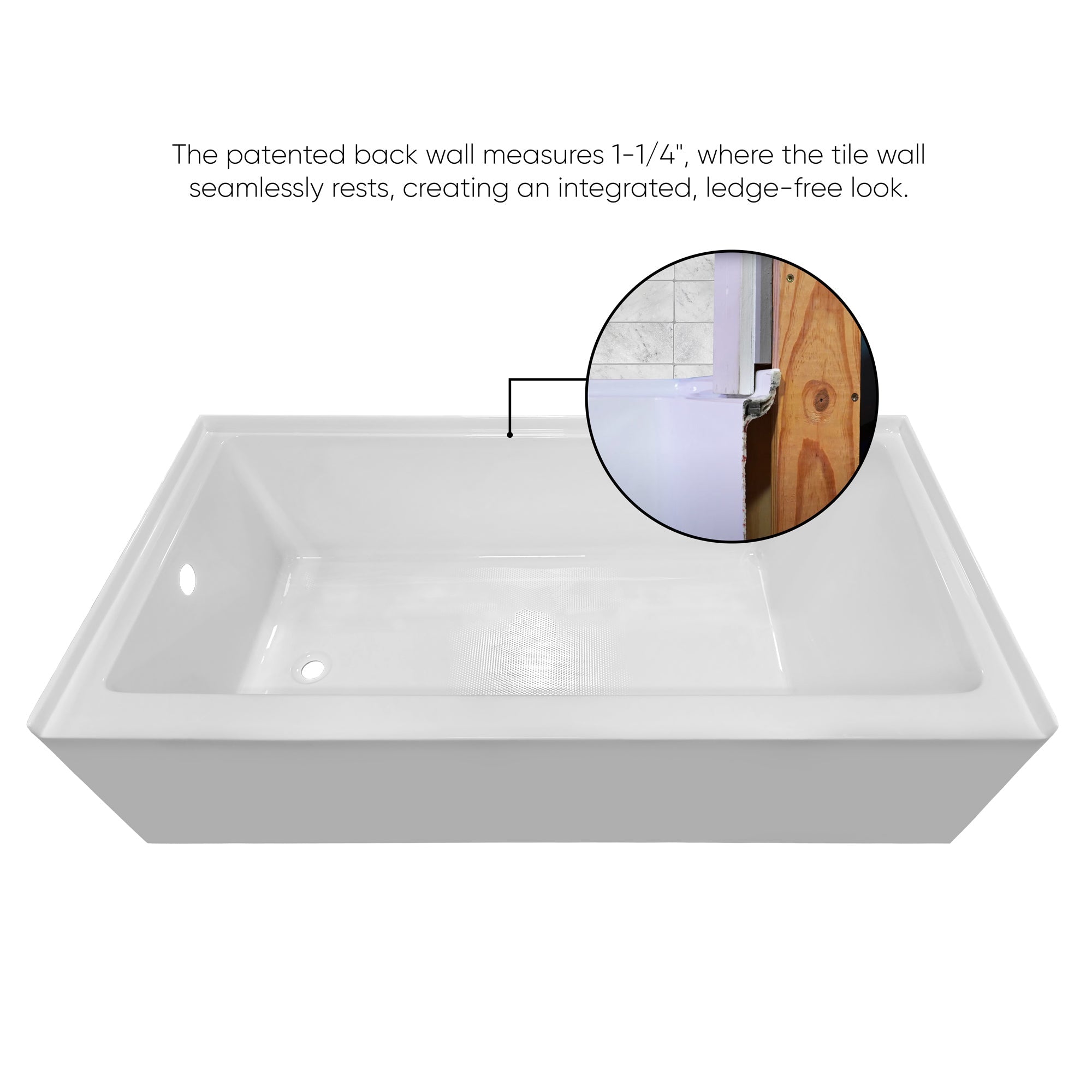 ALCOVE SOAKING BATHTUB WITH DRAIN HOLE OPTIONS
