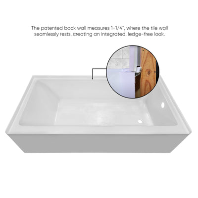 ALCOVE SOAKING BATHTUB WITH DRAIN HOLE OPTIONS