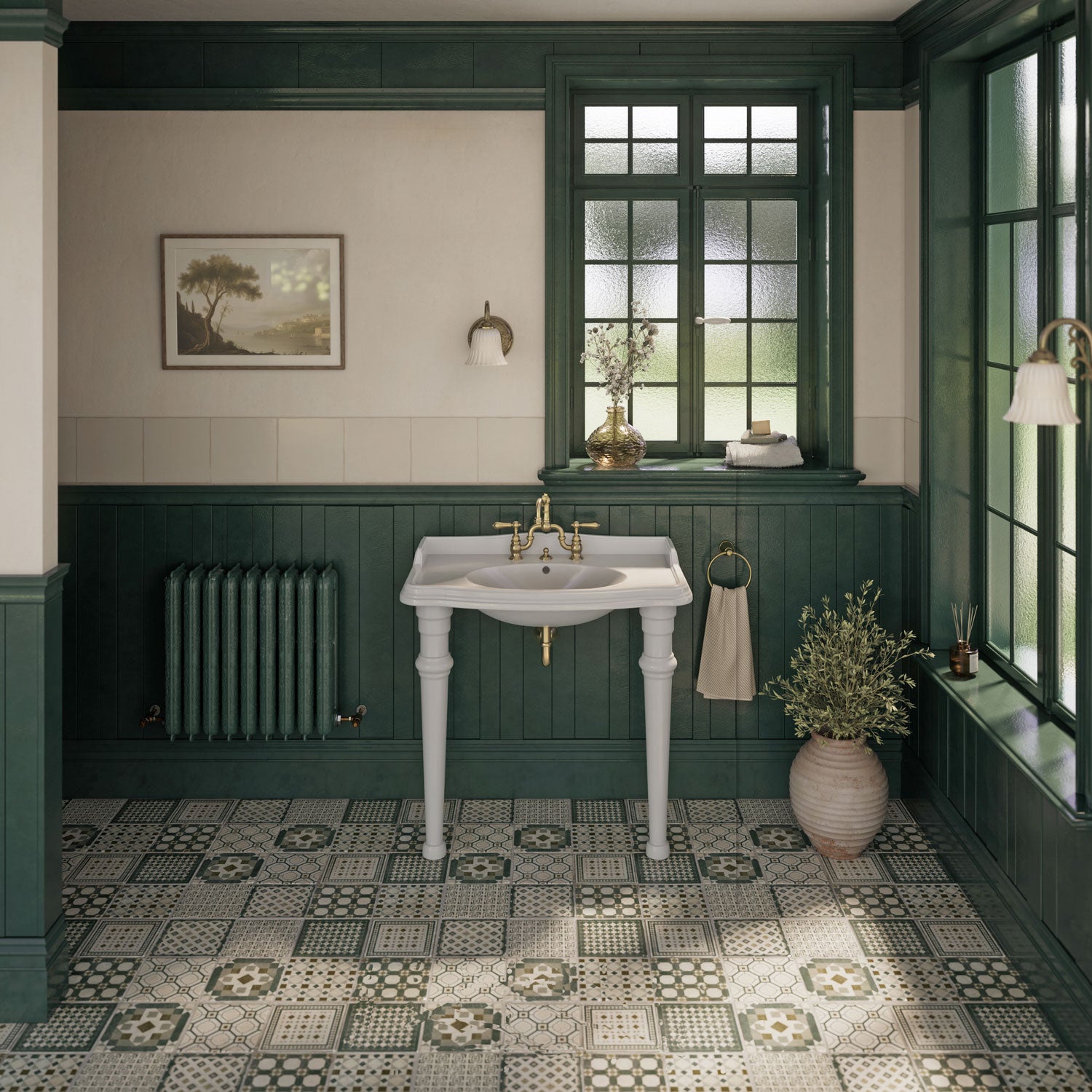 Rectangular Console Sink With Integrated Oval Bowl, Backsplash, Ceramic Leg Support and Overflow