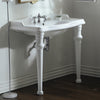 Rectangular Console Sink With Integrated Oval Bowl, Backsplash, Ceramic Leg Support and Overflow