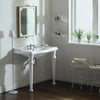 Rectangular Console Sink With Integrated Oval Bowl, Backsplash, Ceramic Leg Support and Overflow