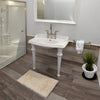 Rectangular Console Sink With Integrated Oval Bowl, Backsplash, Ceramic Leg Support and Overflow