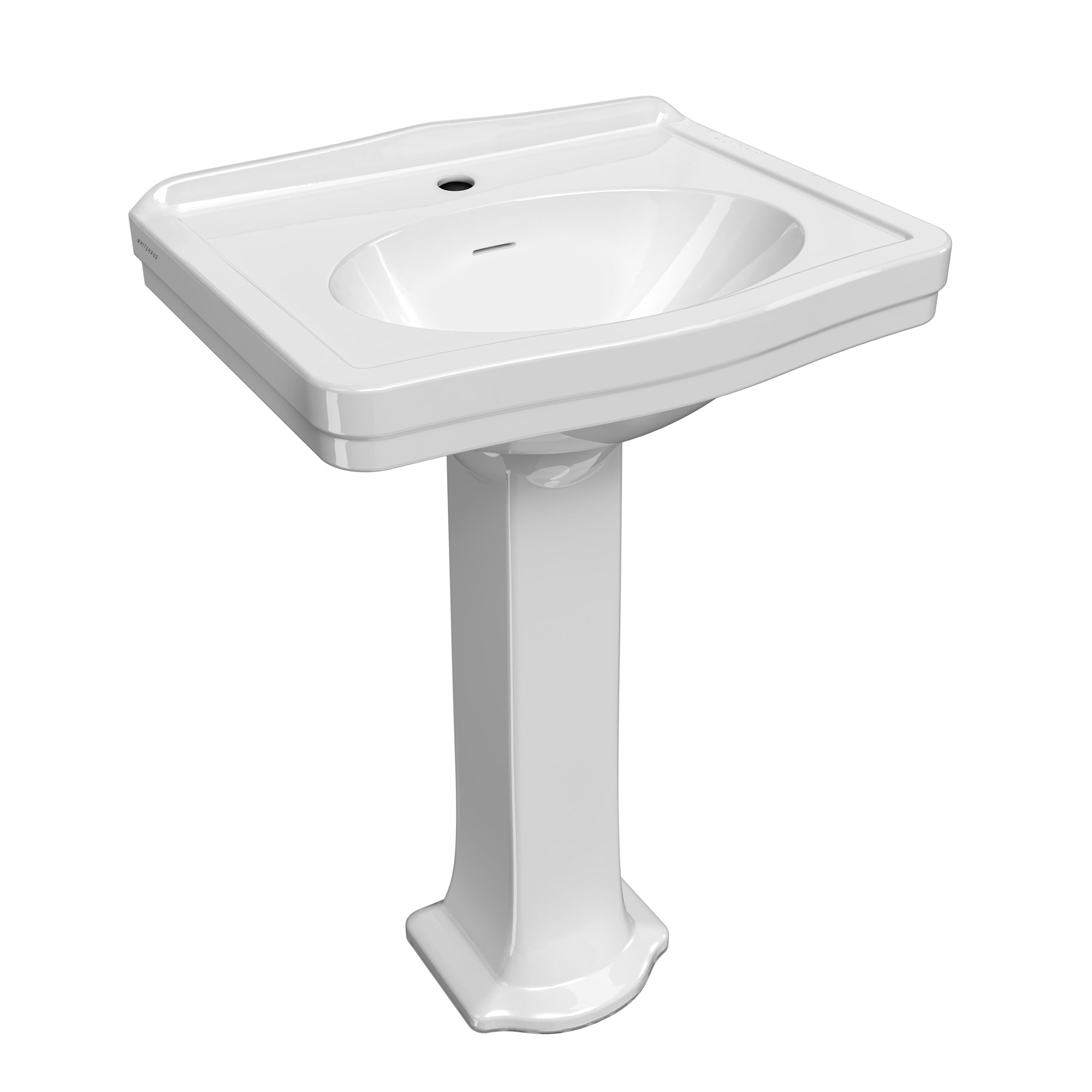 23" Traditional Pedestal Sink with an Integrated Oval Bowl, Low-Rise Backsplash and Overflow