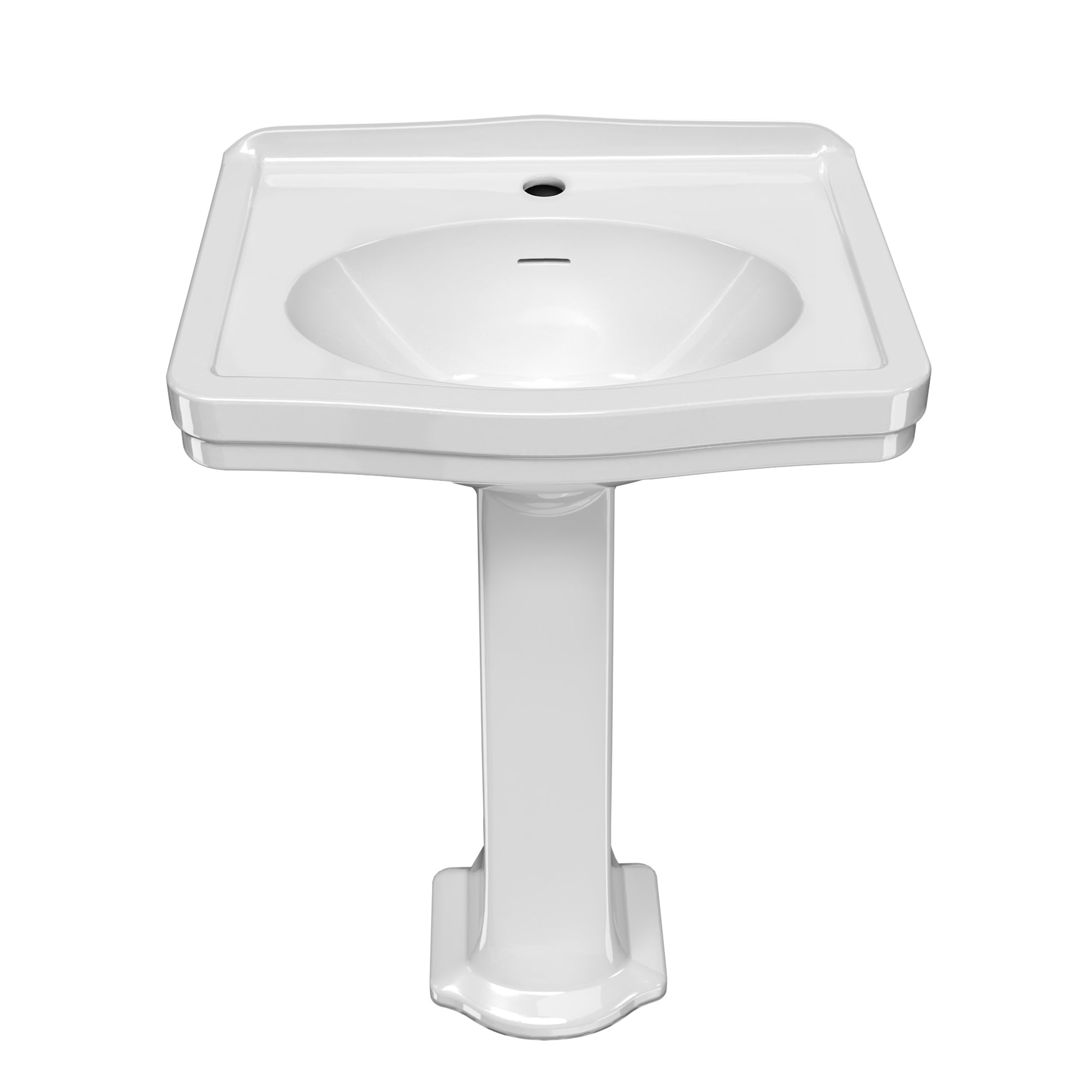 23" Traditional Pedestal Sink with an Integrated Oval Bowl, Low-Rise Backsplash and Overflow