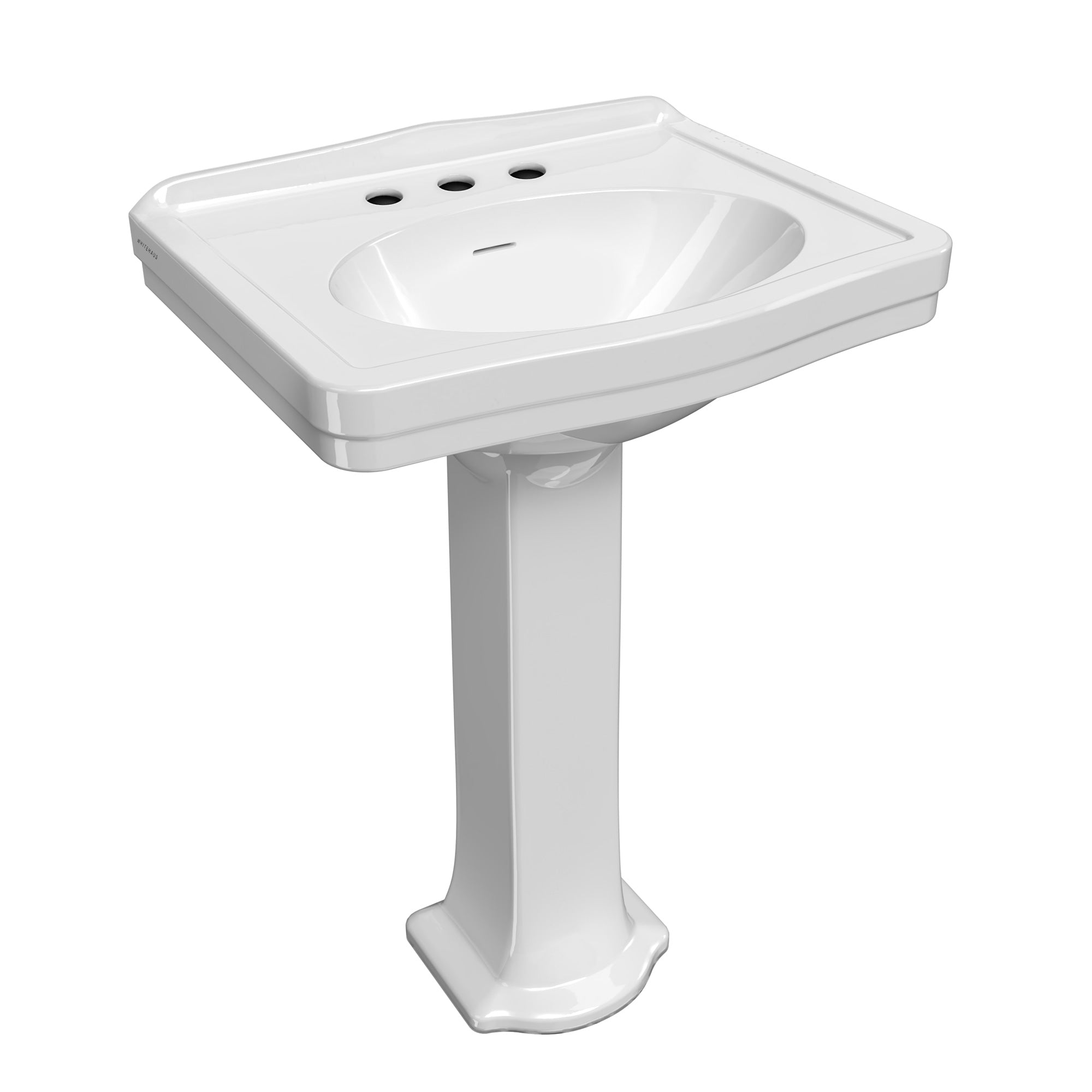 23" Traditional Pedestal Sink with an Integrated Oval Bowl, Low-Rise Backsplash and Overflow