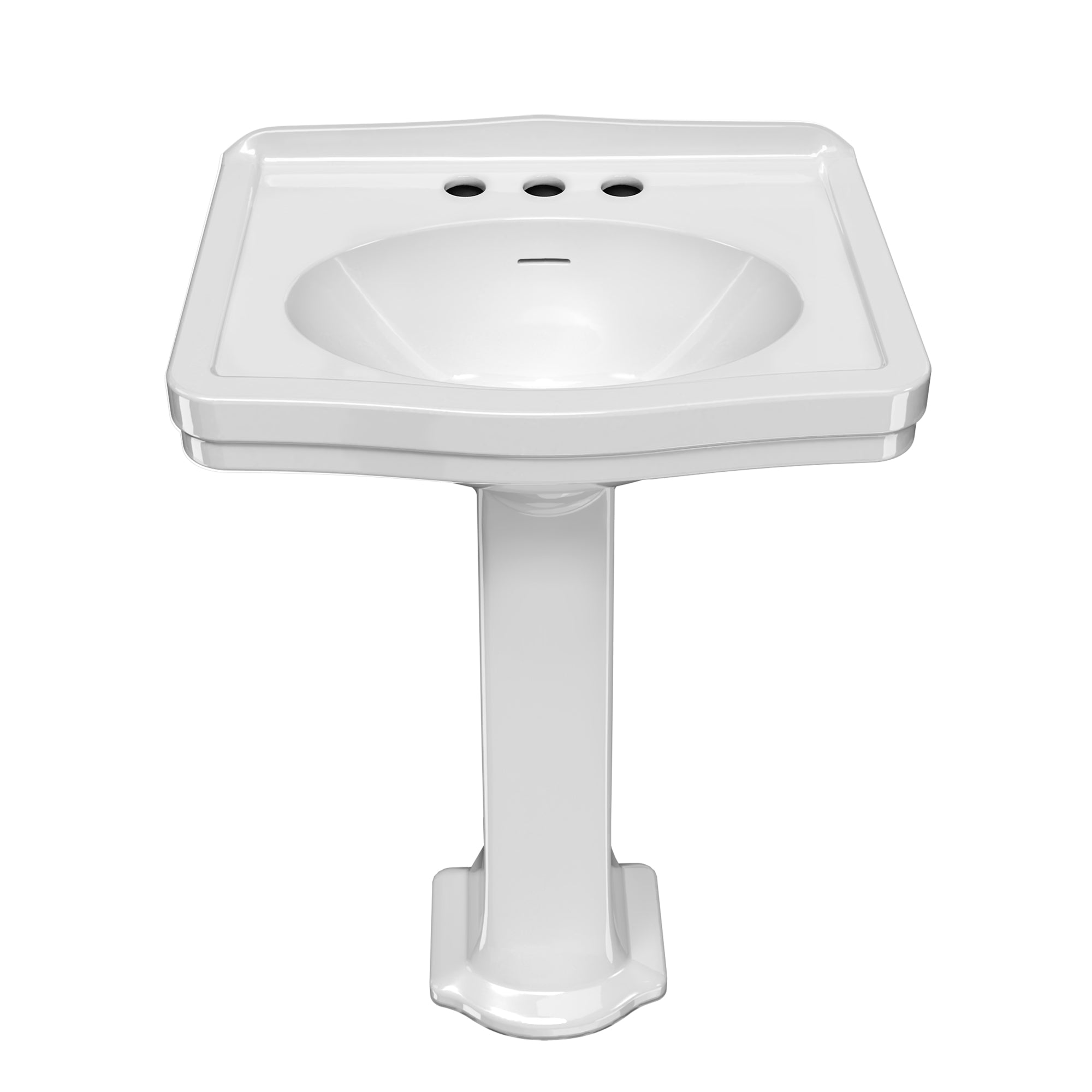 23" Traditional Pedestal Sink with an Integrated Oval Bowl, Low-Rise Backsplash and Overflow