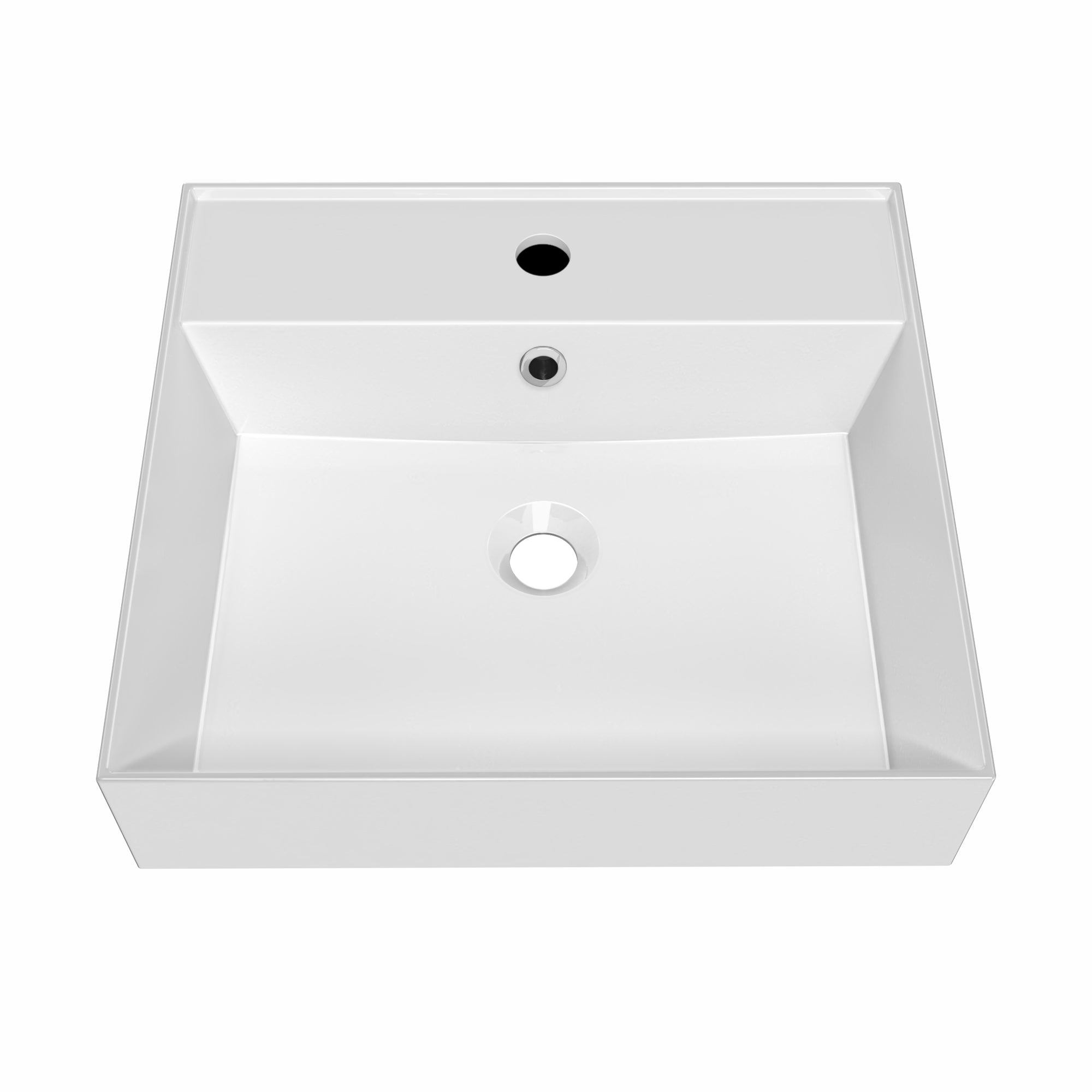Rectangular Wall Mount Basin with Faucet Drilling Options and Overflow