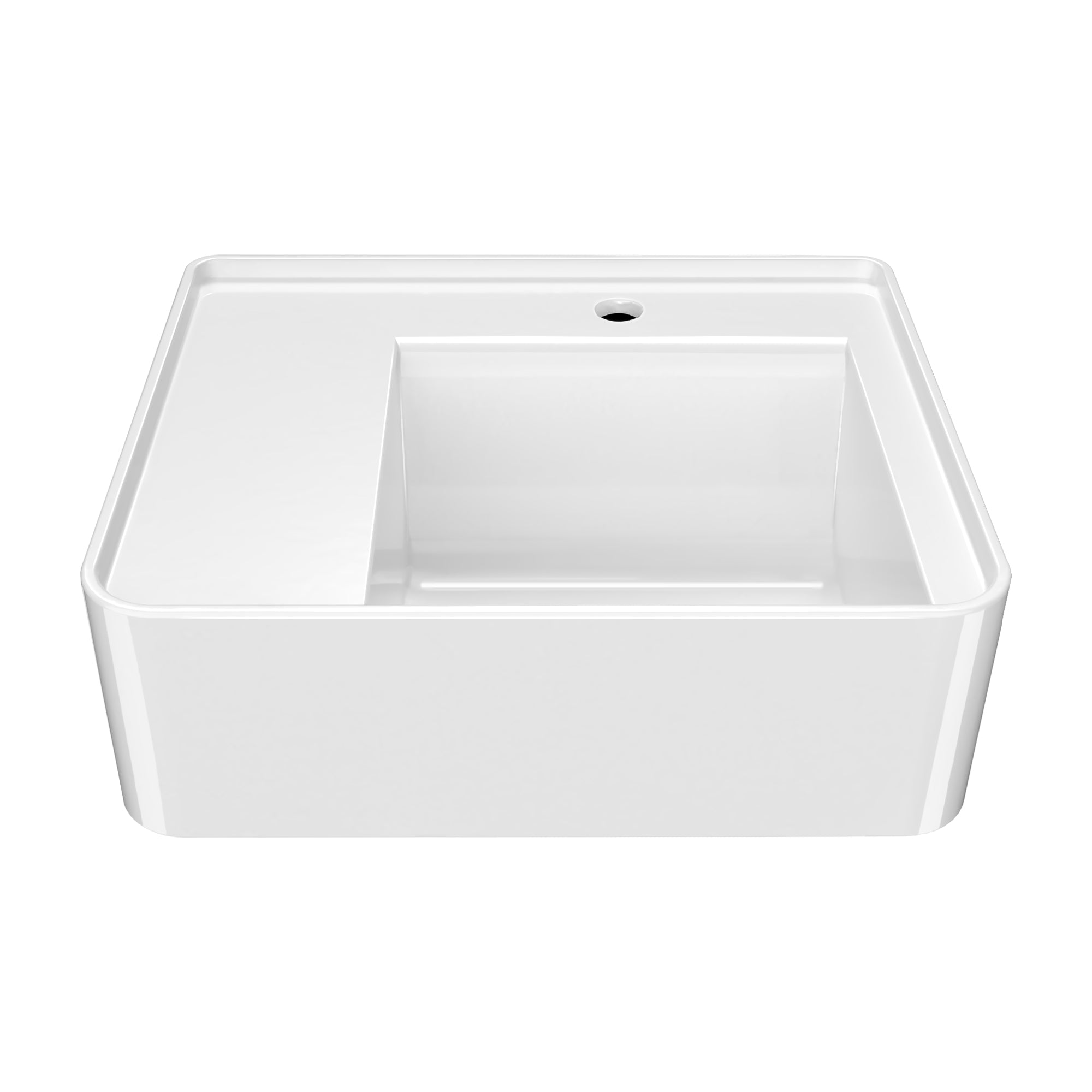 Rectangular Wall Mount Basin with Faucet Drilling Options and Rear Center Drain Location