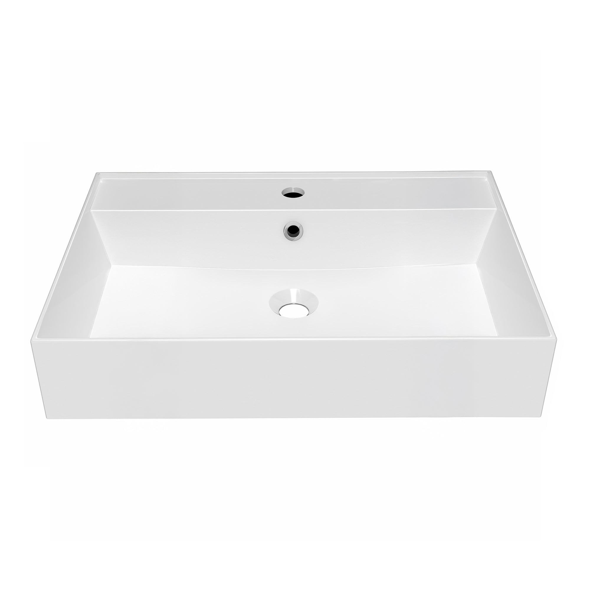 Rectangular Wall Mount Basin with Faucet Drilling Options and Overflow