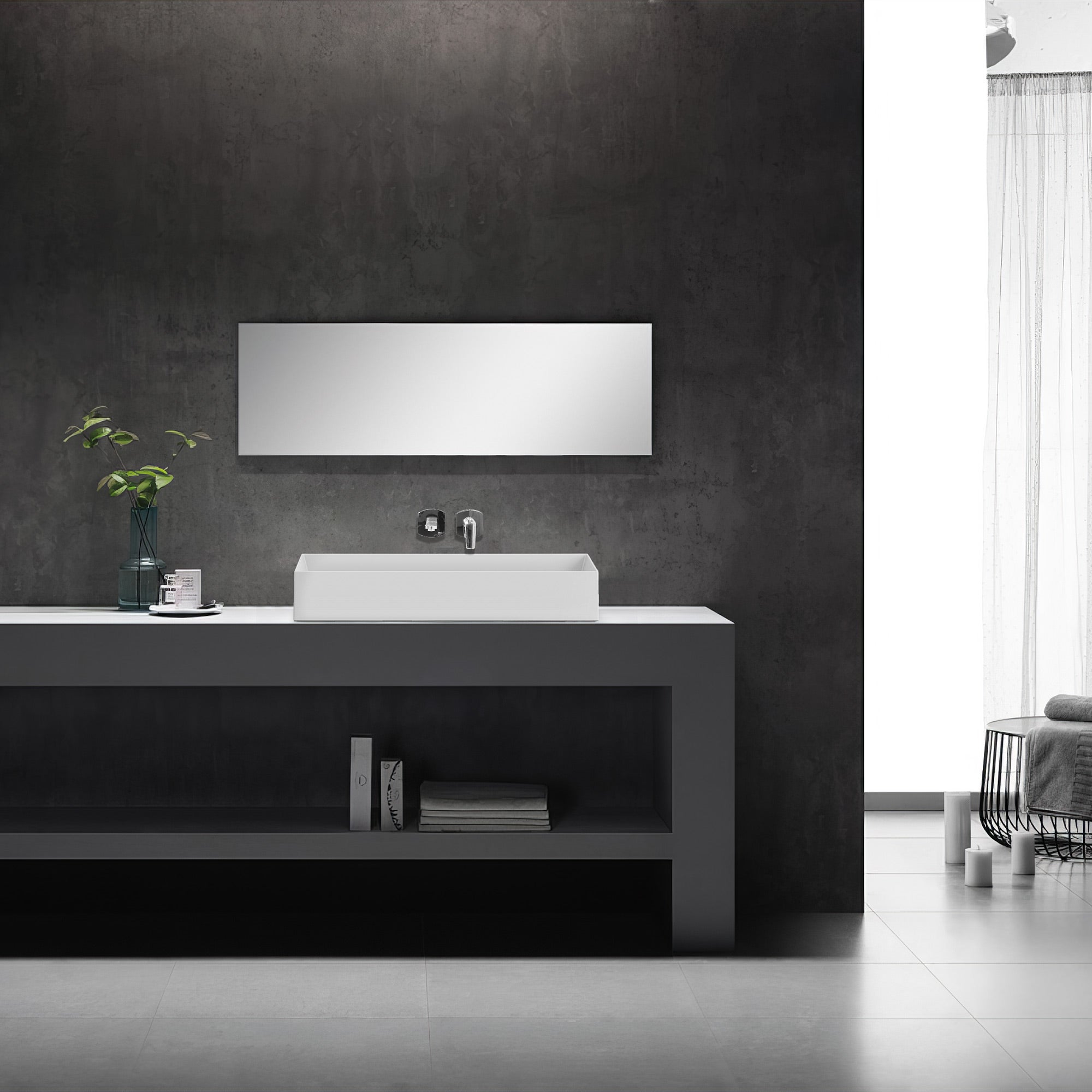 31" Large Rectangular Above Mount Basin/Vessel Sink