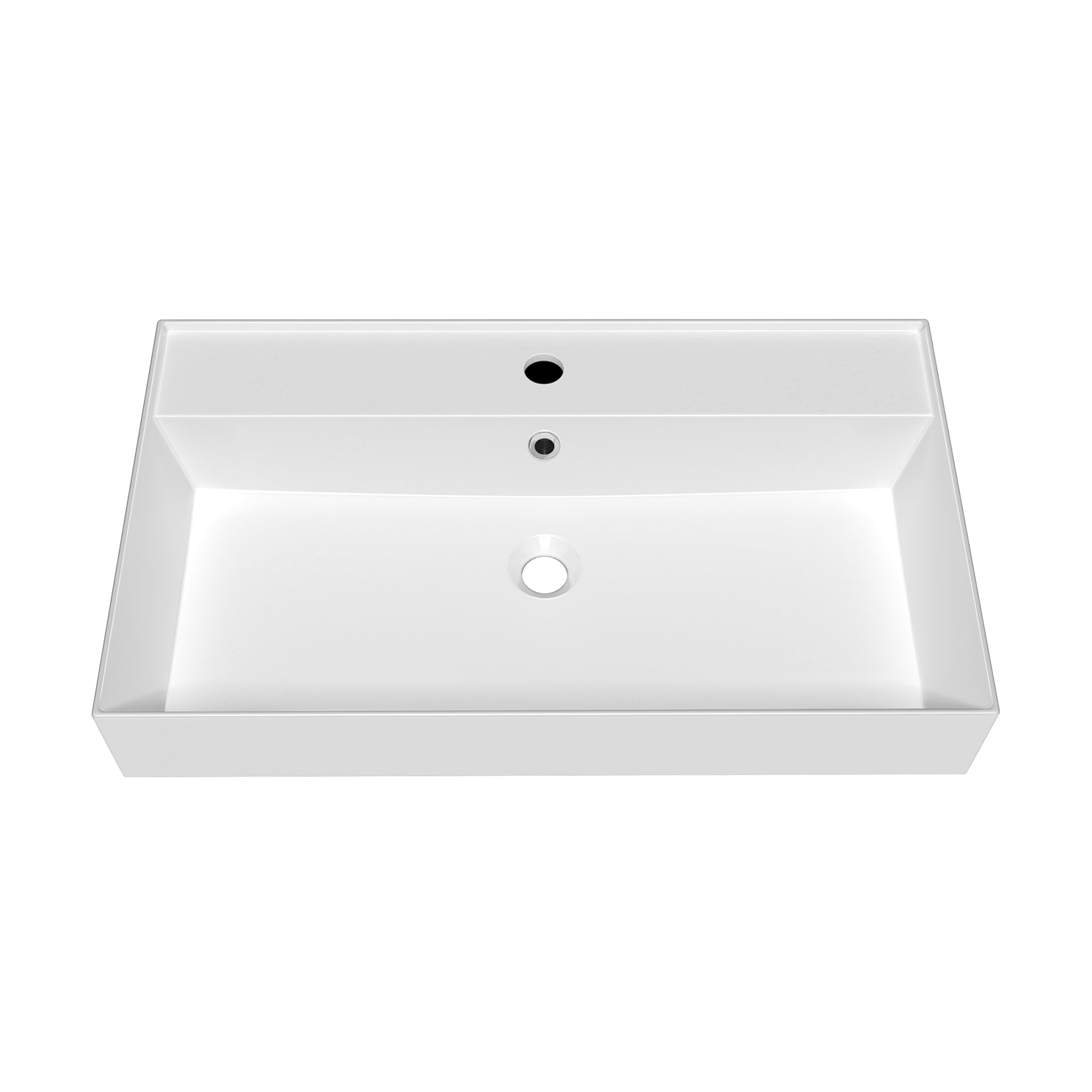 Rectangular Wall Mount Basin with Faucet Drilling Options and Overflow