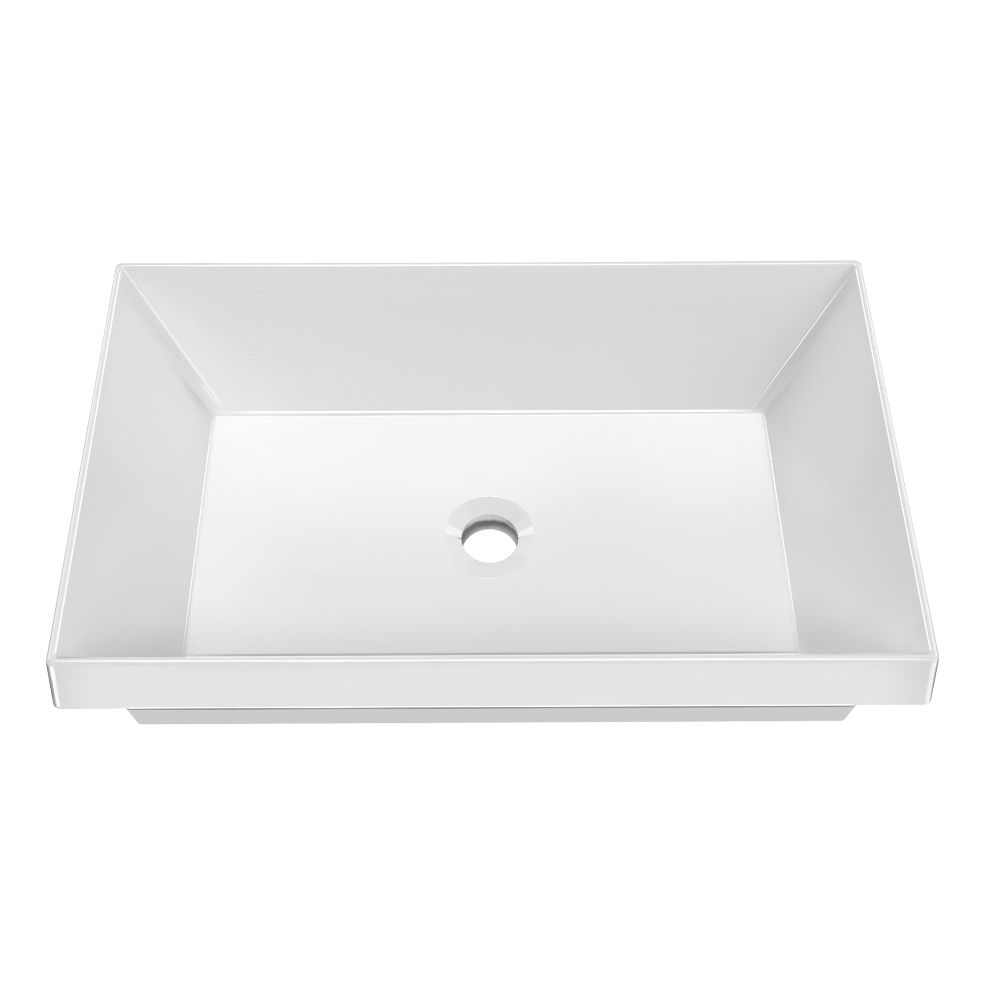Rectangular Semi-Recessed Basin with Center Drain Location