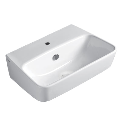 23" Rectangular Wall Mount Basin With Single Faucet Drilling and Overflow