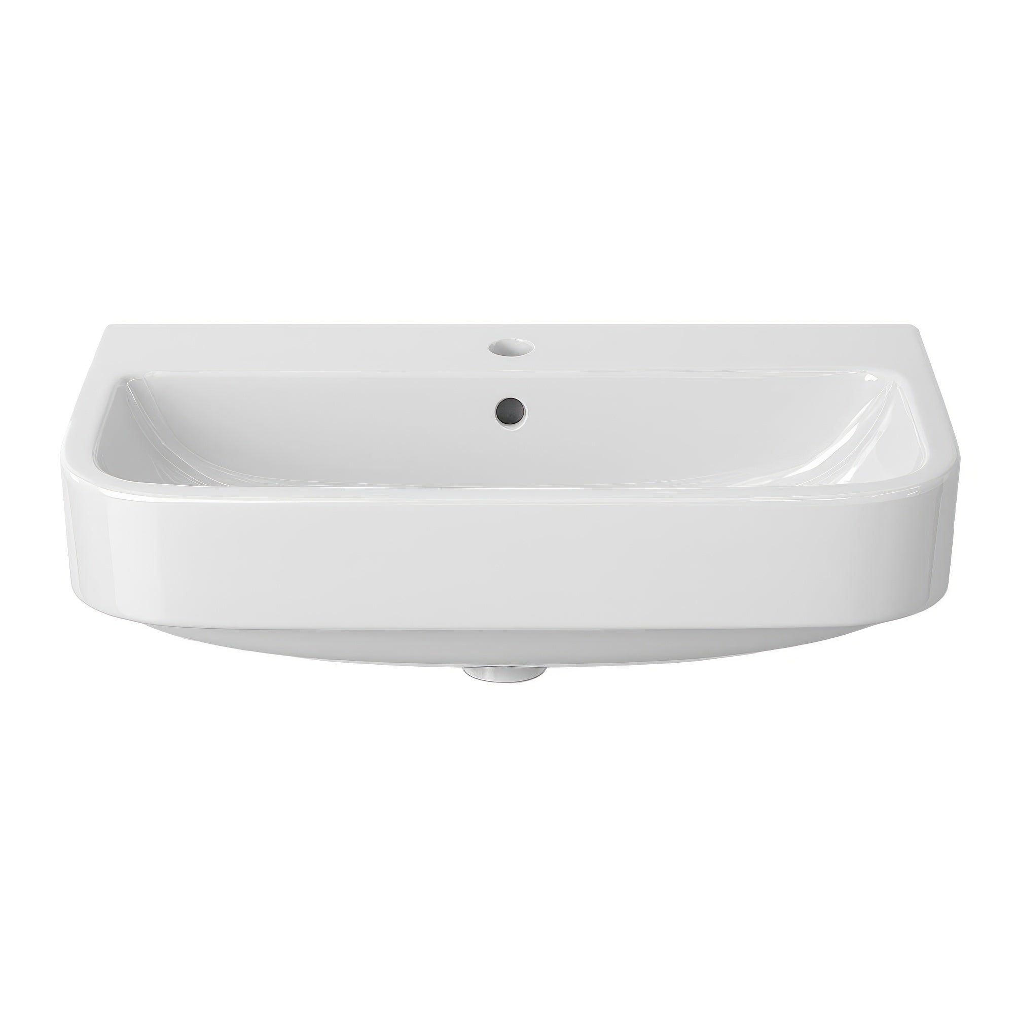 23" Rectangular Wall Mount Basin With Single Faucet Drilling and Overflow