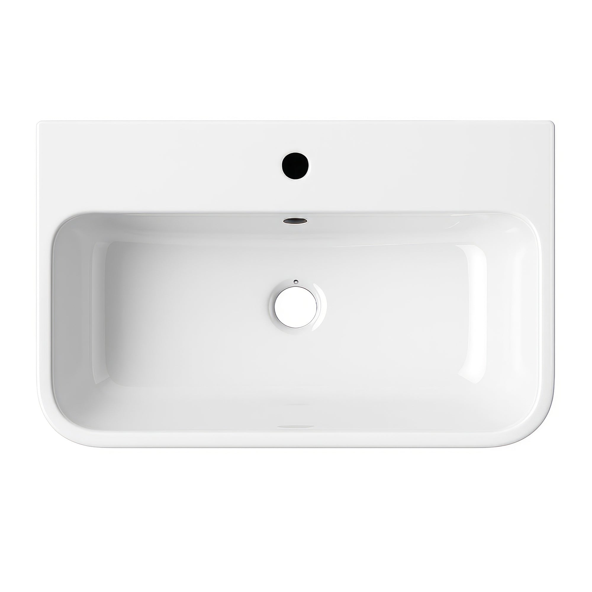 23" Rectangular Wall Mount Basin With Single Faucet Drilling and Overflow