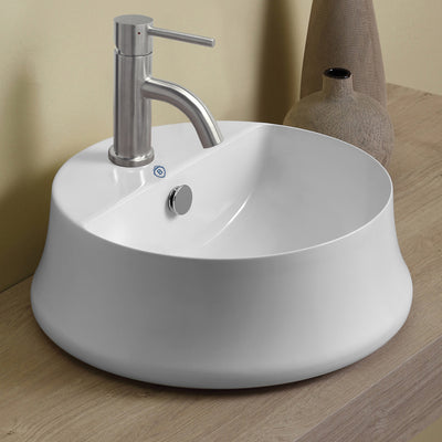 17" & 24" Above Mount/ Vessel Lavatory Basin With Single Faucet Drilling And Overflow