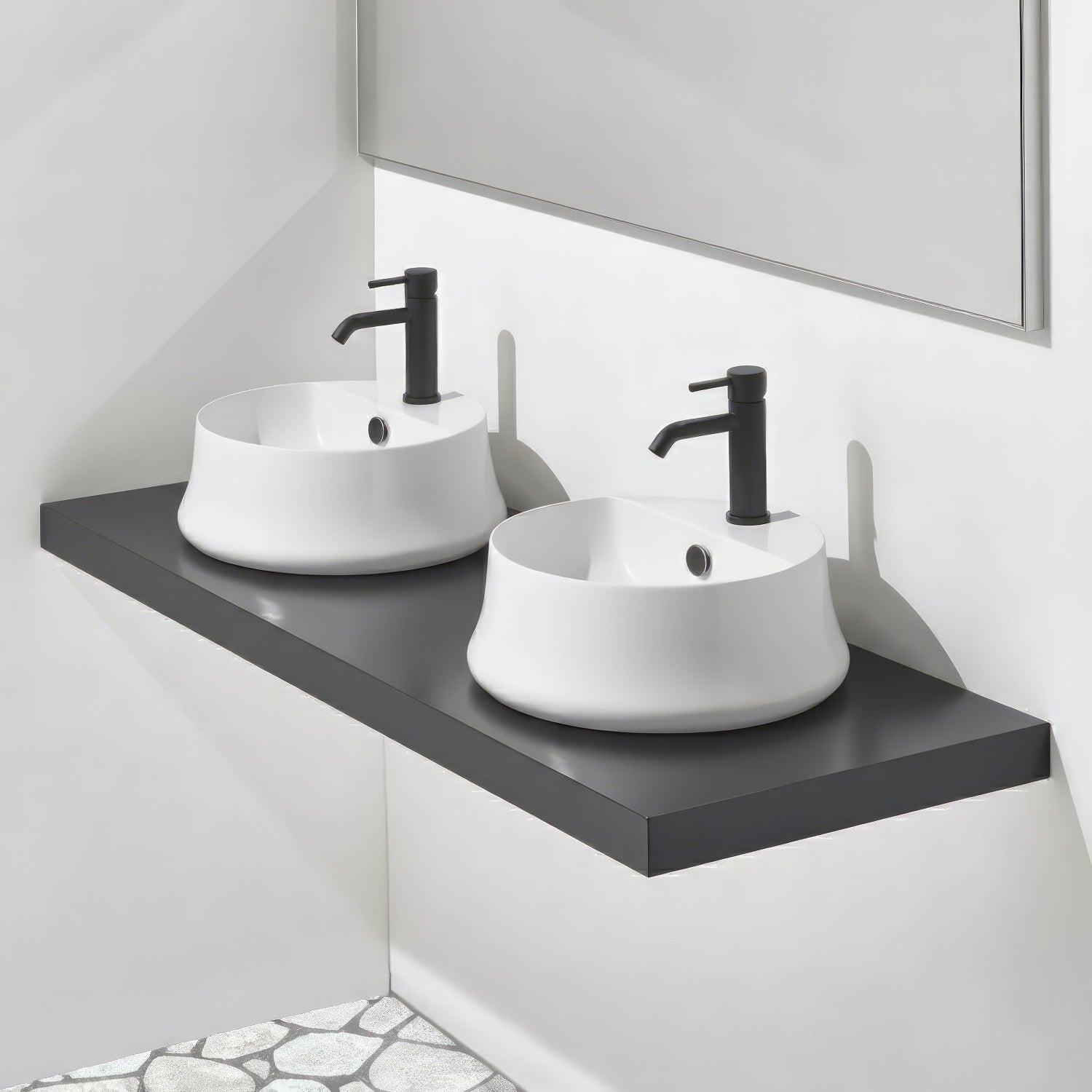 17" & 24" Above Mount/ Vessel Lavatory Basin With Single Faucet Drilling And Overflow
