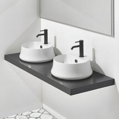 17" & 24" Above Mount/ Vessel Lavatory Basin With Single Faucet Drilling And Overflow