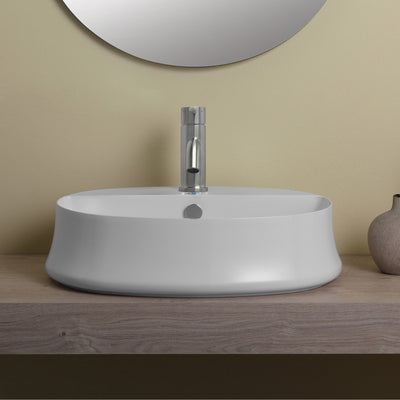 17" & 24" Above Mount/ Vessel Lavatory Basin With Single Faucet Drilling And Overflow