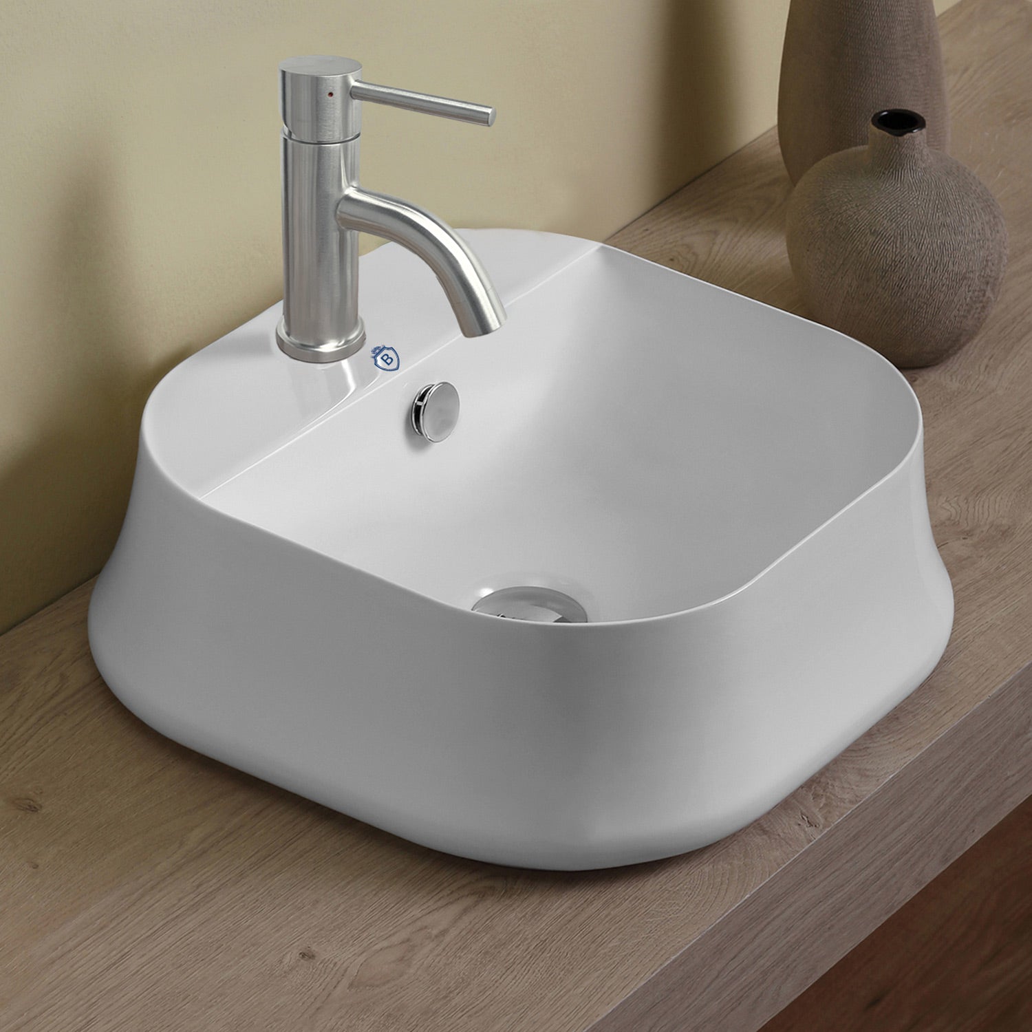 17" & 24" Above Mount/ Vessel Lavatory Basin With Single Faucet Drilling And Overflow