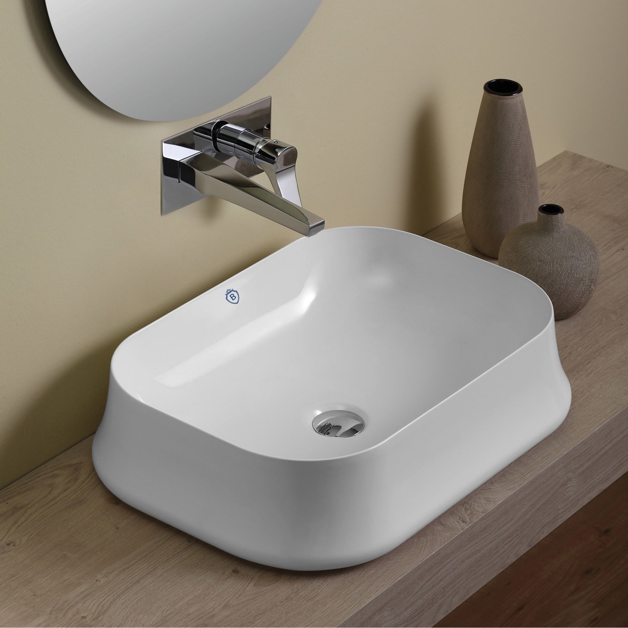 17 &  24" Above Mount/ Vessel Lavatory Basin With Center Drain Location