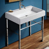 Rectangular Console Sink With Front Towel Bar And Polished Chrome Leg Supports