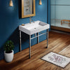 Rectangular Console Sink With Front Towel Bar And Polished Chrome Leg Supports