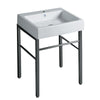 Rectangular Console Sink With Front Towel Bar And Polished Chrome Leg Supports