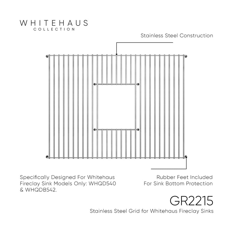 Stainless Steel Sink Grid for use with Fireclay Sink WHQD540 and WHQDB542