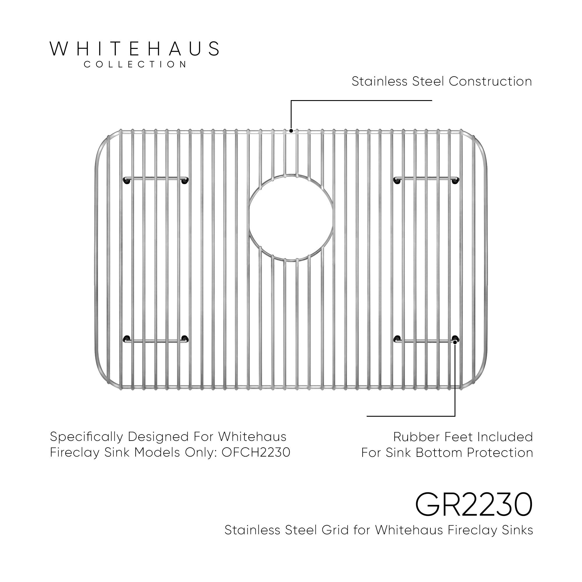 Stainless Steel Sink Grid for Whitehaus Fireclay Sinks OFCH2230