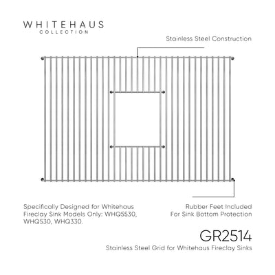 Stainless Steel Sink Grid for Whitehaus Fireclay Sinks WHQ5530, WHQ530 and WHQ330
