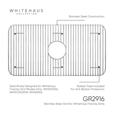 Stainless Steel Sink Grid for Whitehaus Fireclay Sinks WHSIV3333, WHSIV3333OR and WHQ5550