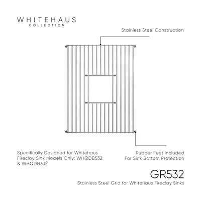 Stainless Steel Sink Grid for Whitehaus Fireclay Sinks WHQDB532 and WHQDB332