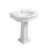 28" Traditional Pedestal Sink with Integrated Oval Bowl, Seamless Rounded Decorative Trim and Overflow