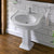 28" Traditional Pedestal Sink with Integrated Oval Bowl, Seamless Rounded Decorative Trim and Overflow