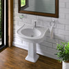 28" Traditional Pedestal Sink with Integrated Oval Bowl, Seamless Rounded Decorative Trim and Overflow