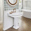 28" Traditional Pedestal Sink with Integrated Oval Bowl, Seamless Rounded Decorative Trim and Overflow