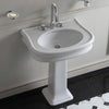 28" Traditional Pedestal Sink with Integrated Oval Bowl, Seamless Rounded Decorative Trim and Overflow