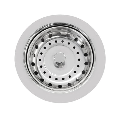3-1/2" Solid Stainless Steel Basket strainer with polished finish and lift stopper