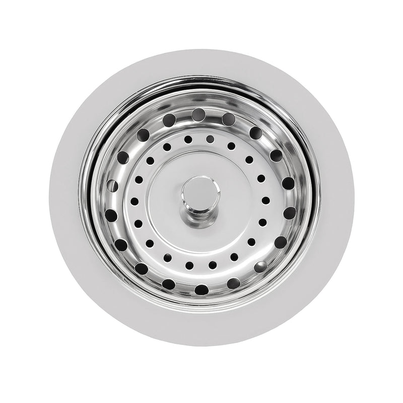 3-1/2" Solid Stainless Steel Basket strainer with polished finish and lift stopper