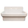 30" single bowl fireclay kitchen/utility front apron sink with high backsplash and faucet drilling