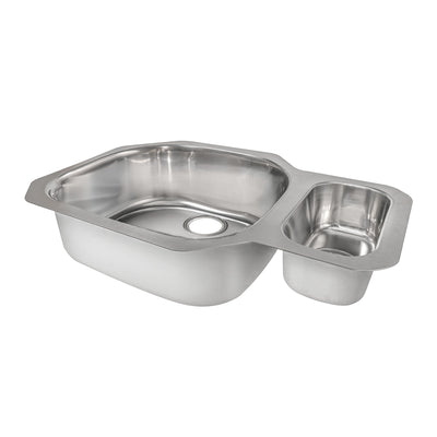 32" Stainless Steel Double Bowl Undermount Sink with a Brushed Exterior and Polished Interior