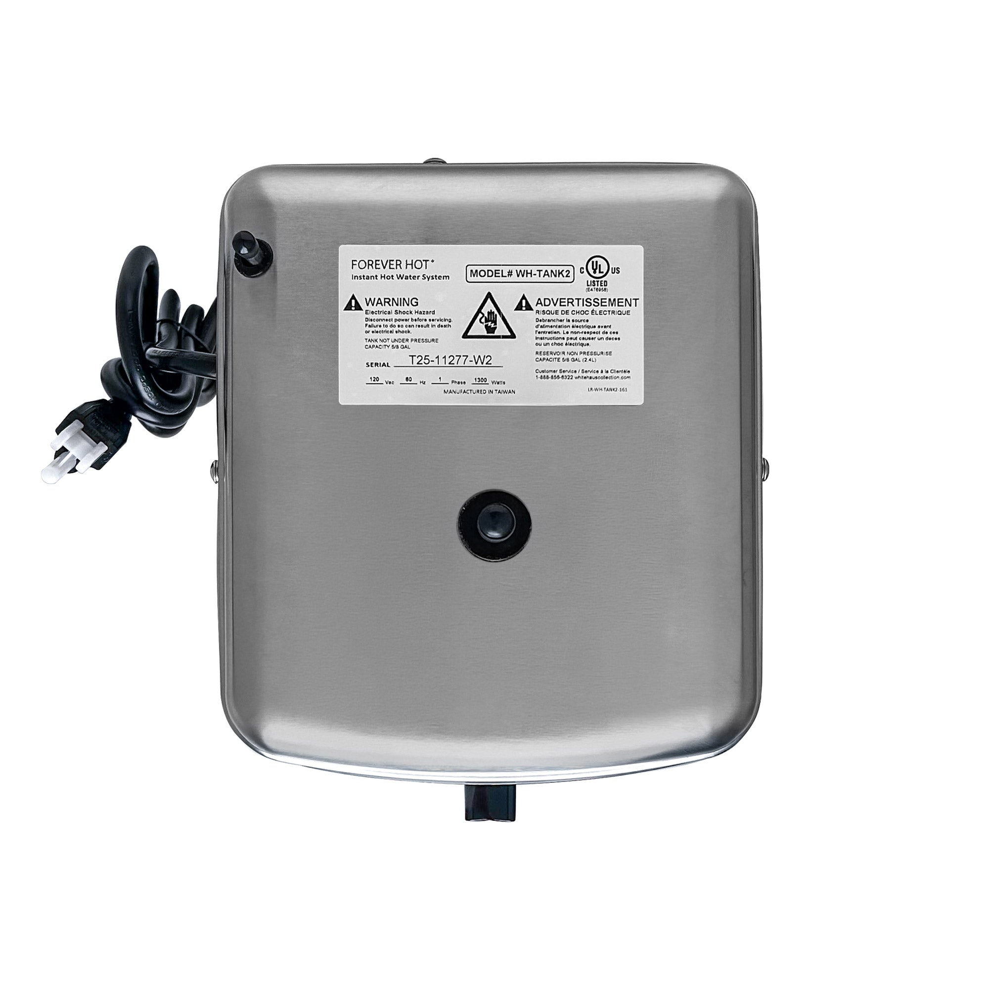 Stainless steel under-counter heating tank for Whitehaus instant hot water dispensers
