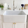 30" Reversible single bowl fireclay kitchen sink with plain front apron