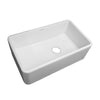 30" Reversible single bowl fireclay kitchen sink with plain front apron