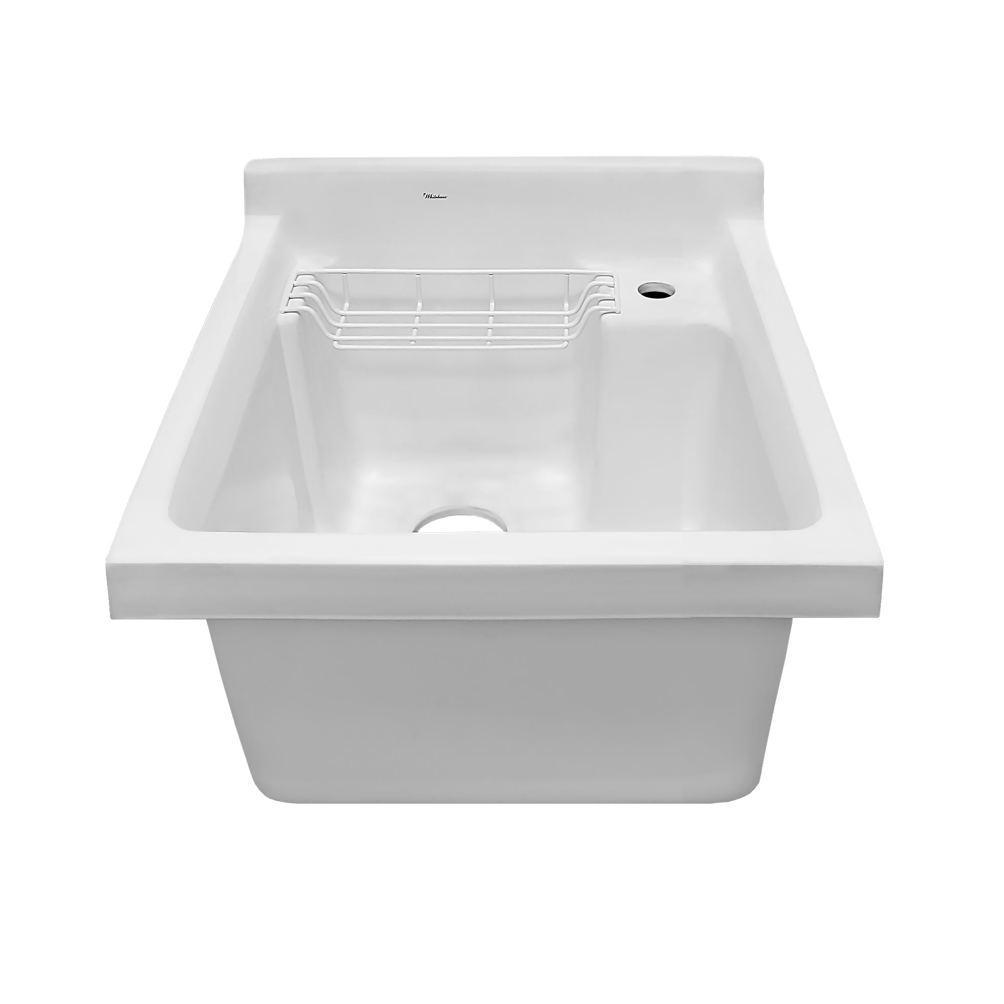 Vitreous Single Bowl, Drop-in Sink with Wire Basket and Off Center Drain Location